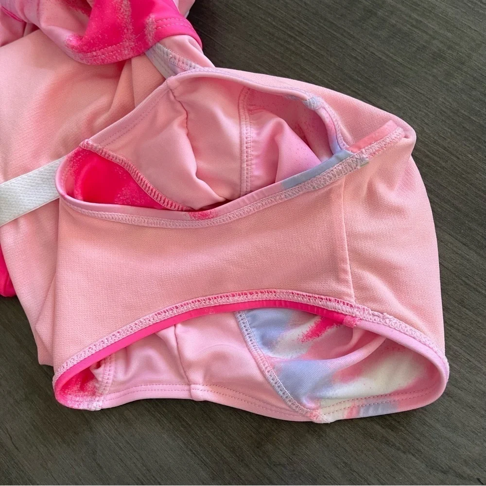 Justice girls one piece long sleeve rashguard swimsuit size XS 5/6